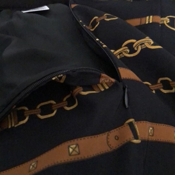 Micheal Kors size 14 black chain print skirt with self belt NWT - Picture 9 of 13